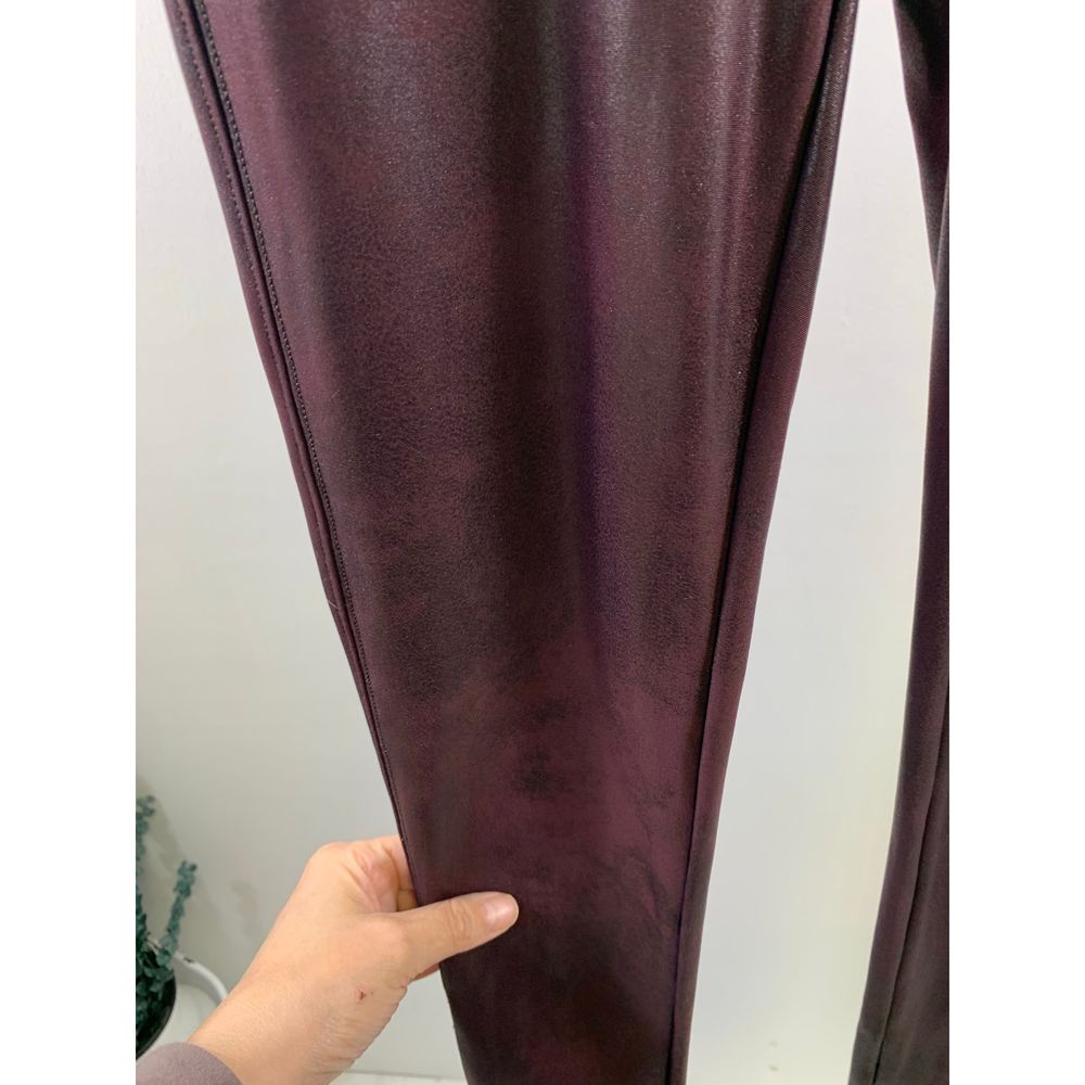 Spanx Burgundy Faux Leather Leggings Size M - Picture 6 of 12